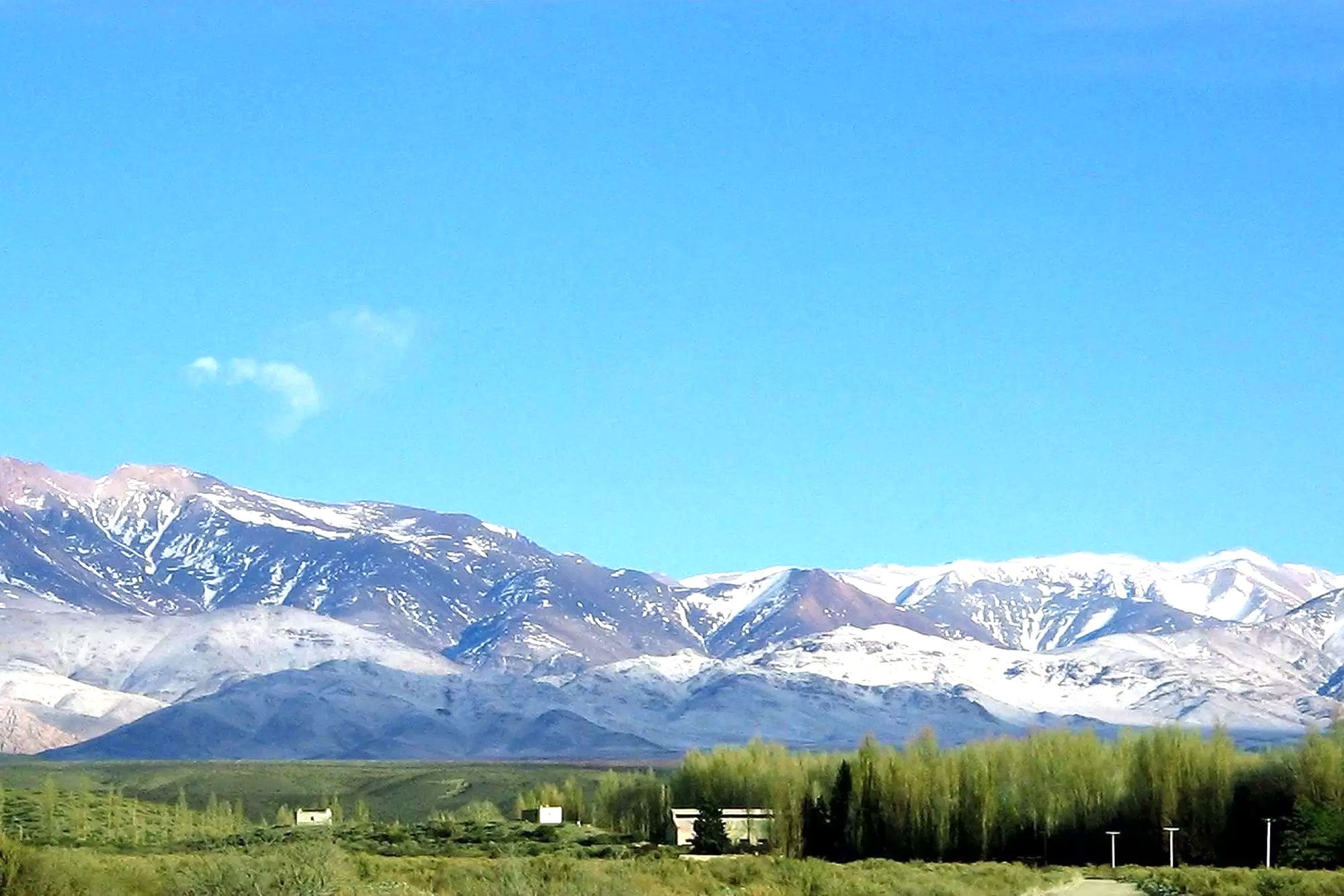 Cordillera de los Andes nevada vista desde la Estancia Guañizuil